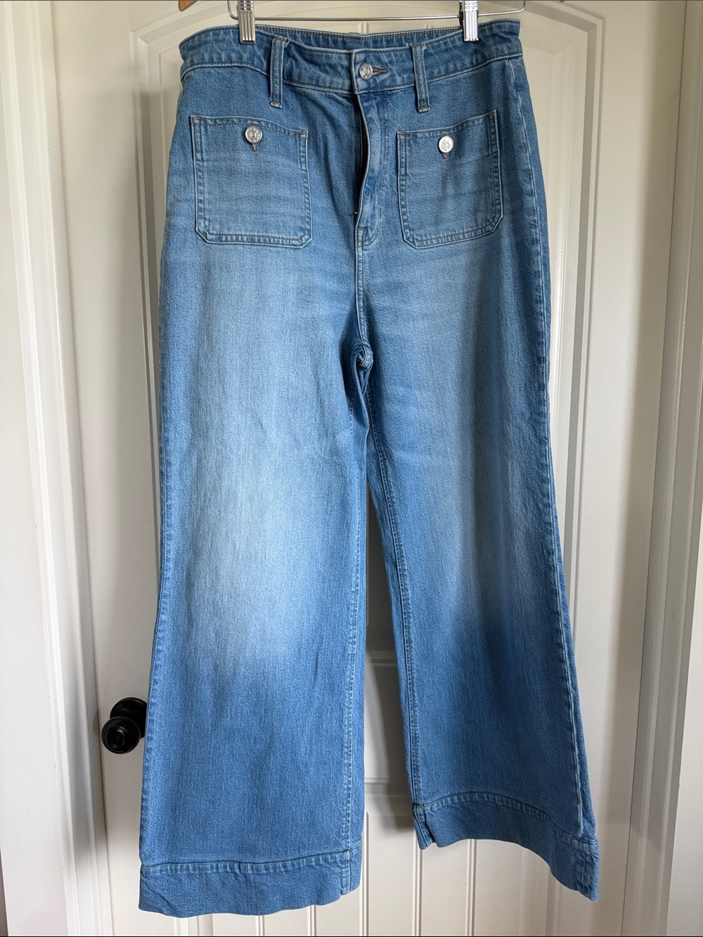 J. Crew Light Blue Wide-Leg Jeans with Front Patch Pockets